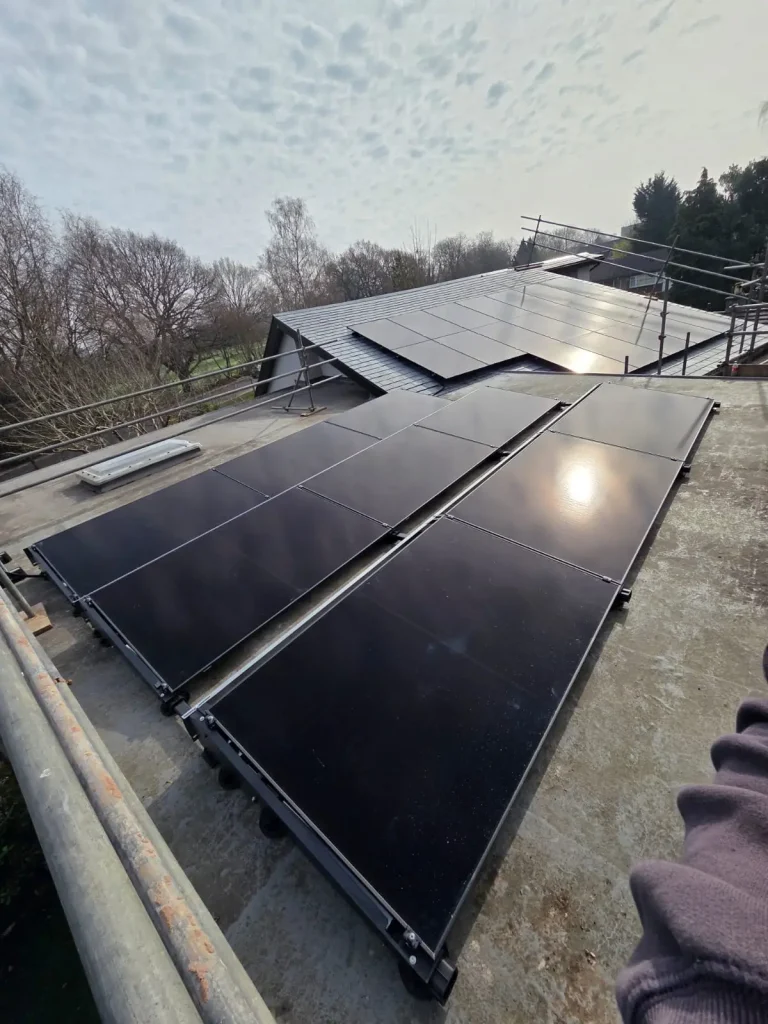 a flat roof solar panel installation in Manchester