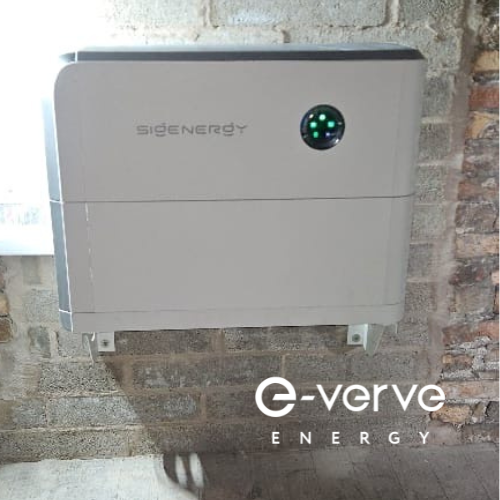 white sigenergy home energy storage battery installed by e-verve energy against a bare brick wall