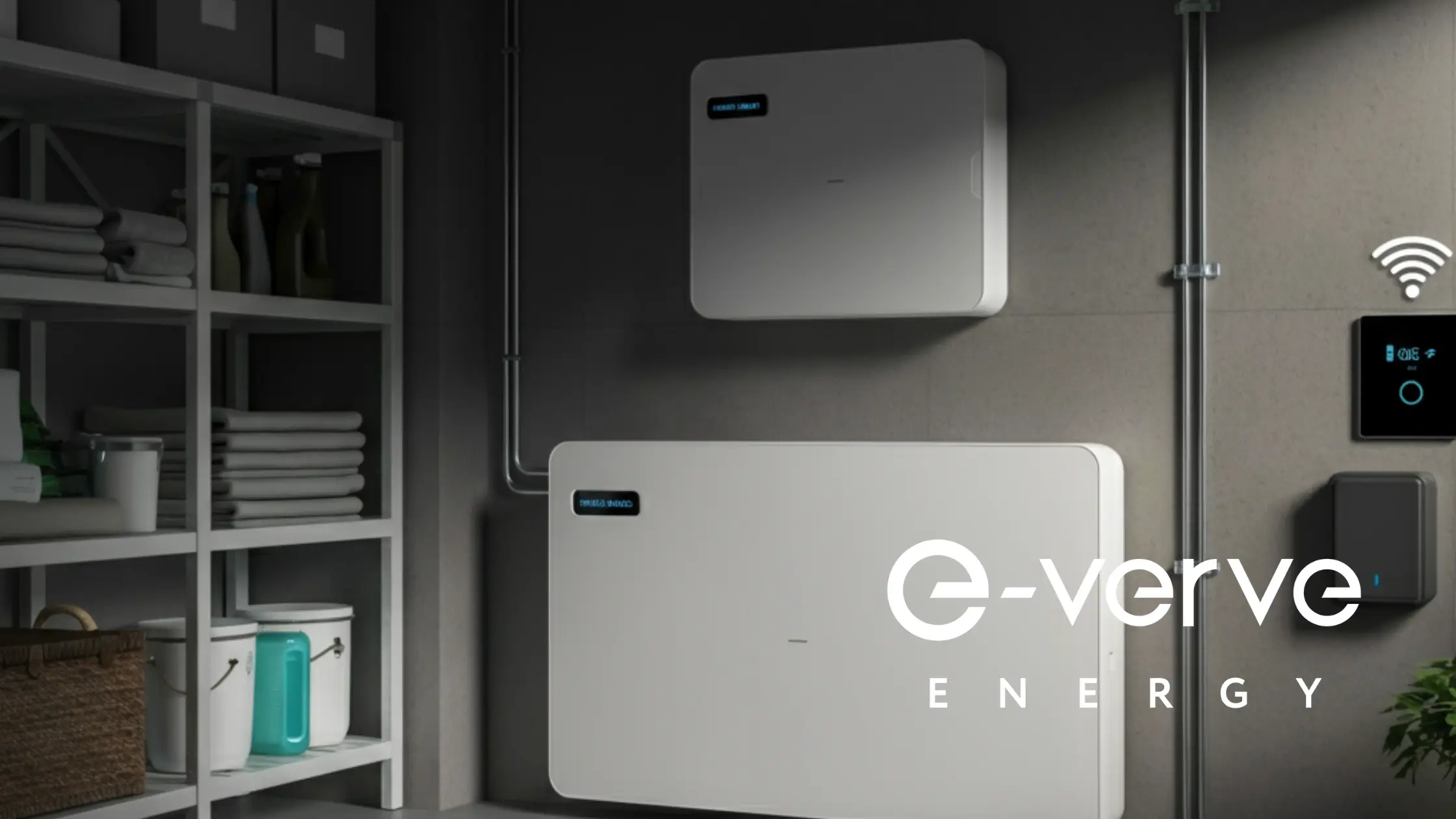 solar panel battery installed in a modern minimalist garage by e-verve energy